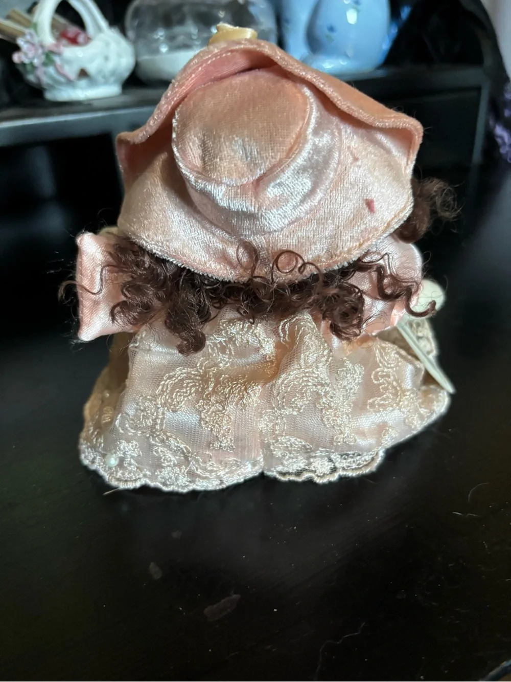Pink Lace Cottagecore Plush Doll with Velvet Hat